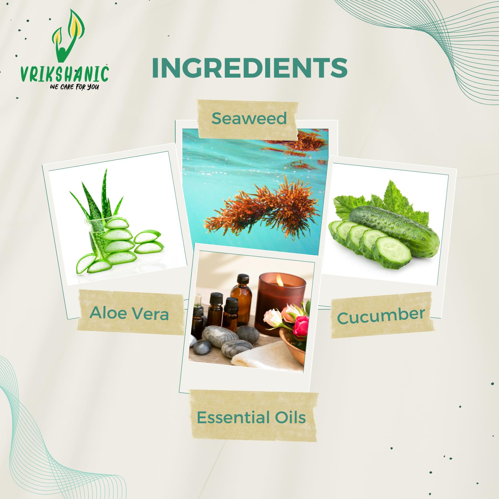 Organic Aloe Vera Cucumber Seaweed Face Gel for Hydration & Soothing - Perfect for Sunburn Relief, Acne Treatment & Daily Skincare Routine