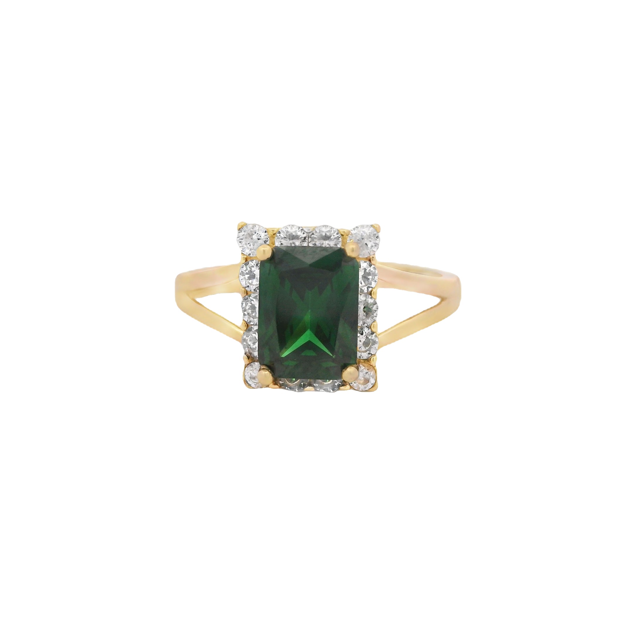 14K Gold Plated CZ Square Green Ring for Women - Elegant Fashion Jewelry Gift for Birthday, Anniversary, and Special Occasions