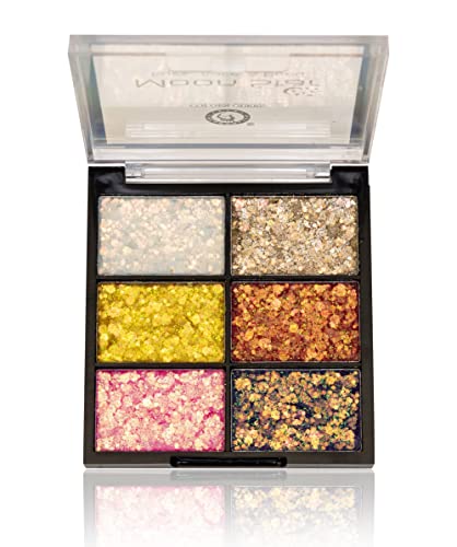 Colors Queen Moon Star 6-Color Shimmery Glitter Eyeshadow Palette | Long Lasting, Blendable Makeup with High Sparkle Finish - 15g (Multicolor - 03) | Perfect for Party, Night Out & Special Occasion Makeup