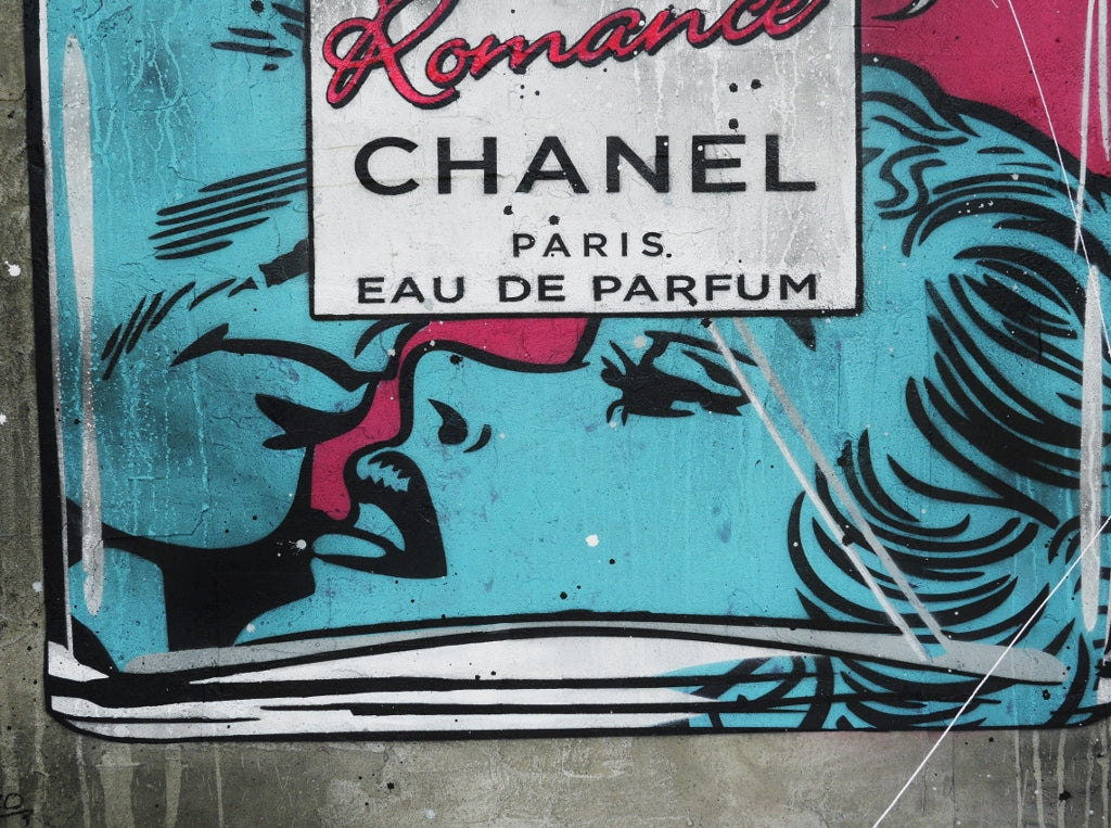 Romantic Paris Perfume Concrete Textured Pop Art Painting - 47x59 Inch Urban Wall Decor for Living Room, Bedroom & Office
