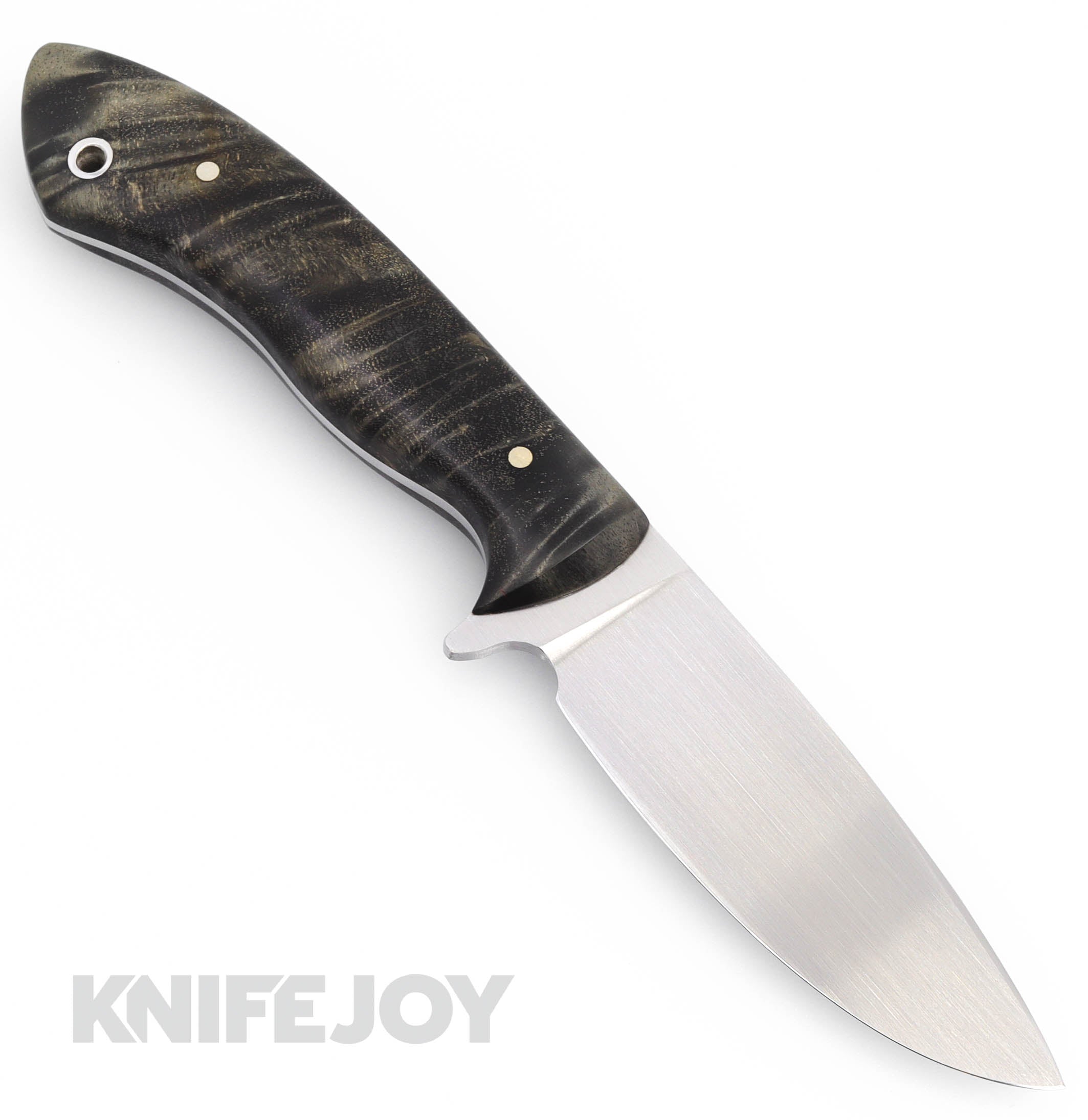 Premium Camerer Custom Fixed Blade Knife - 8670 Forged Steel Satin Finish, Black Stabilized Cottonwood Handle - Ideal for Hunting, Camping & Outdoor Survival