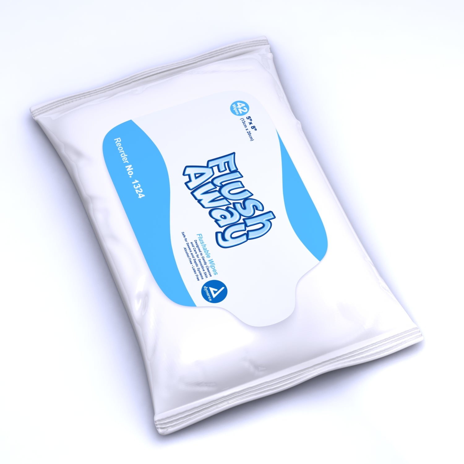 Dynarex 1324 Flushable Personal Wipes - Soft Pack with Water, Propylene Glycol & Aloe Scent - Case of 504 (504 Count) | Gentle Cleansing for Hygiene, Travel & On-the-Go Use
