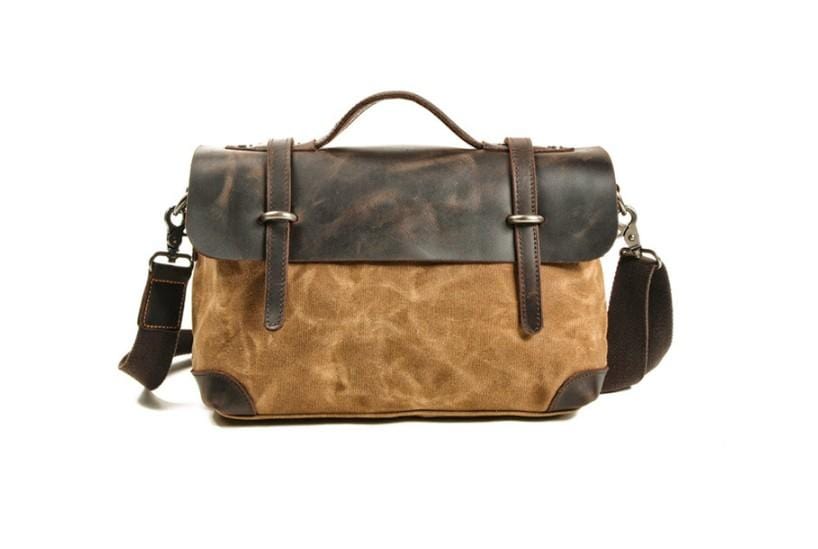 Vintage Leather & Canvas Messenger Crossbody Bag for Men & Women - Stylish & Durable Shoulder Bag for Work, Travel & Everyday Use