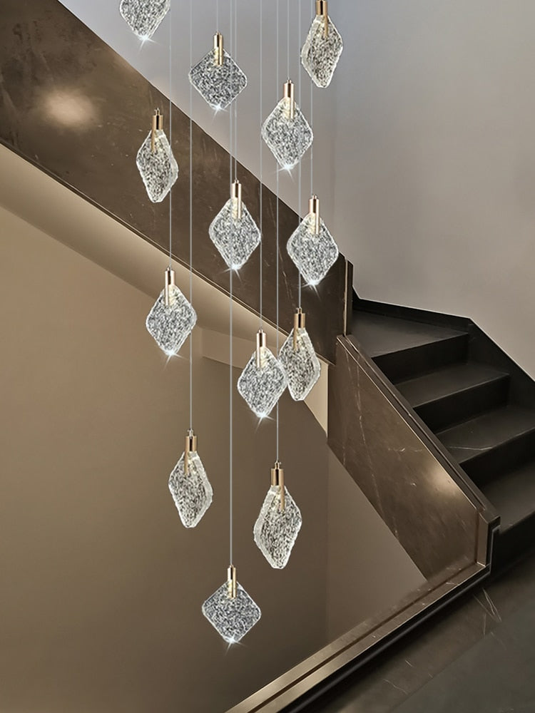 Elegant Square Crystal Pendant Chandelier - Modern Ceiling Lighting Fixture for Dining Room, Bedroom & Living Room Decor