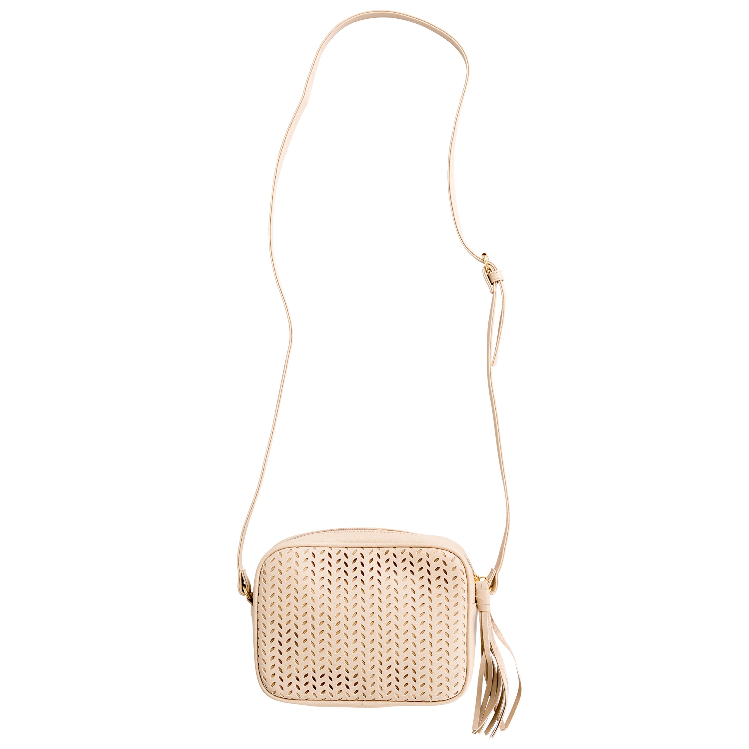 Summer & Rose Perforated Tan Delilah Crossbody Bag - Stylish Leather Purse for Women, Fashionable Shoulder Bag for Daily Use, Perfect for Shopping, Travel & Date Nights