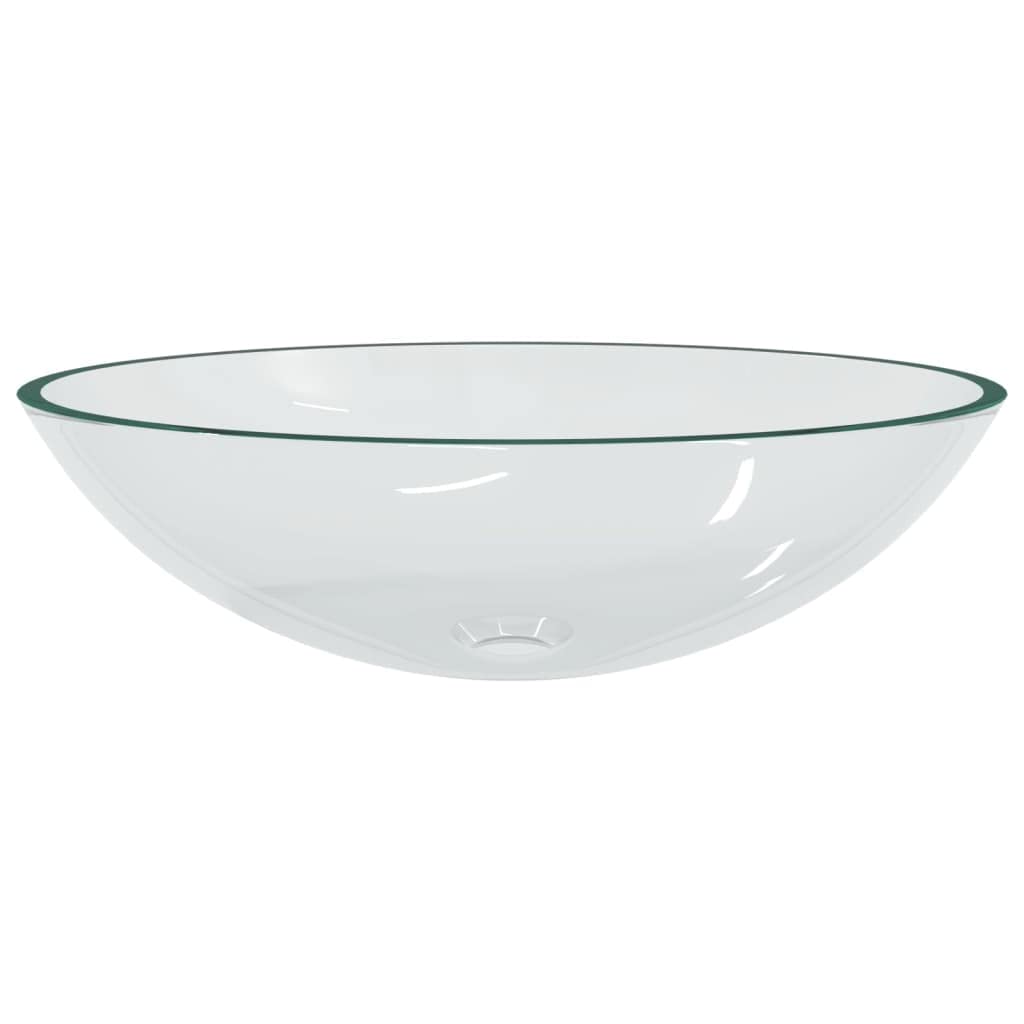 Premium Clear Glass Bathroom Sink 50x37x14cm - Modern Transparent Countertop Vessel Sink for Vanity, Powder Room & Luxury Bathroom Decor