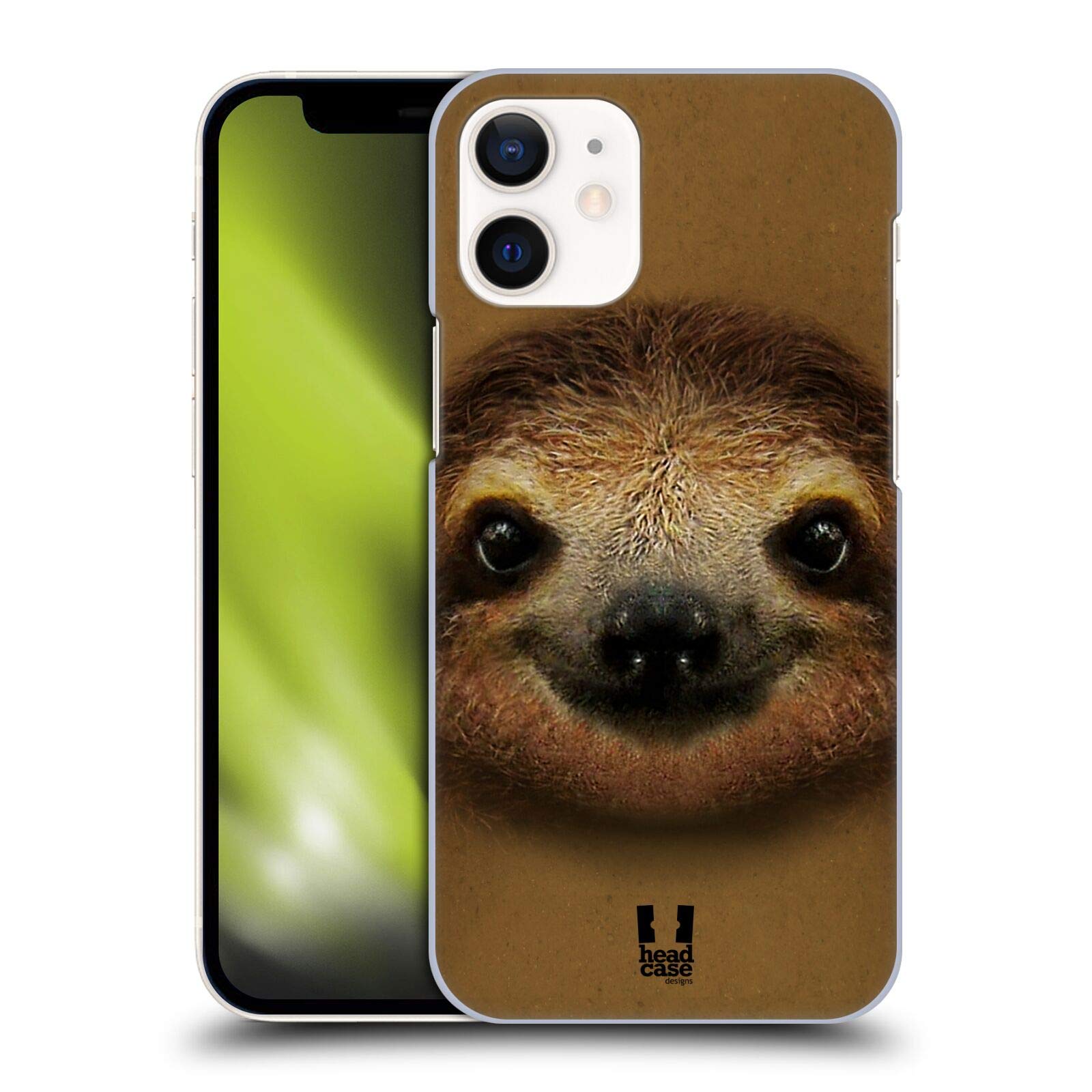 Smiling Baby Sloth iPhone 12 Mini Case - Cute Animal Face Hard Back Cover for Apple iPhone 12 Mini - Perfect for Animal Lovers & Nature Enthusiasts