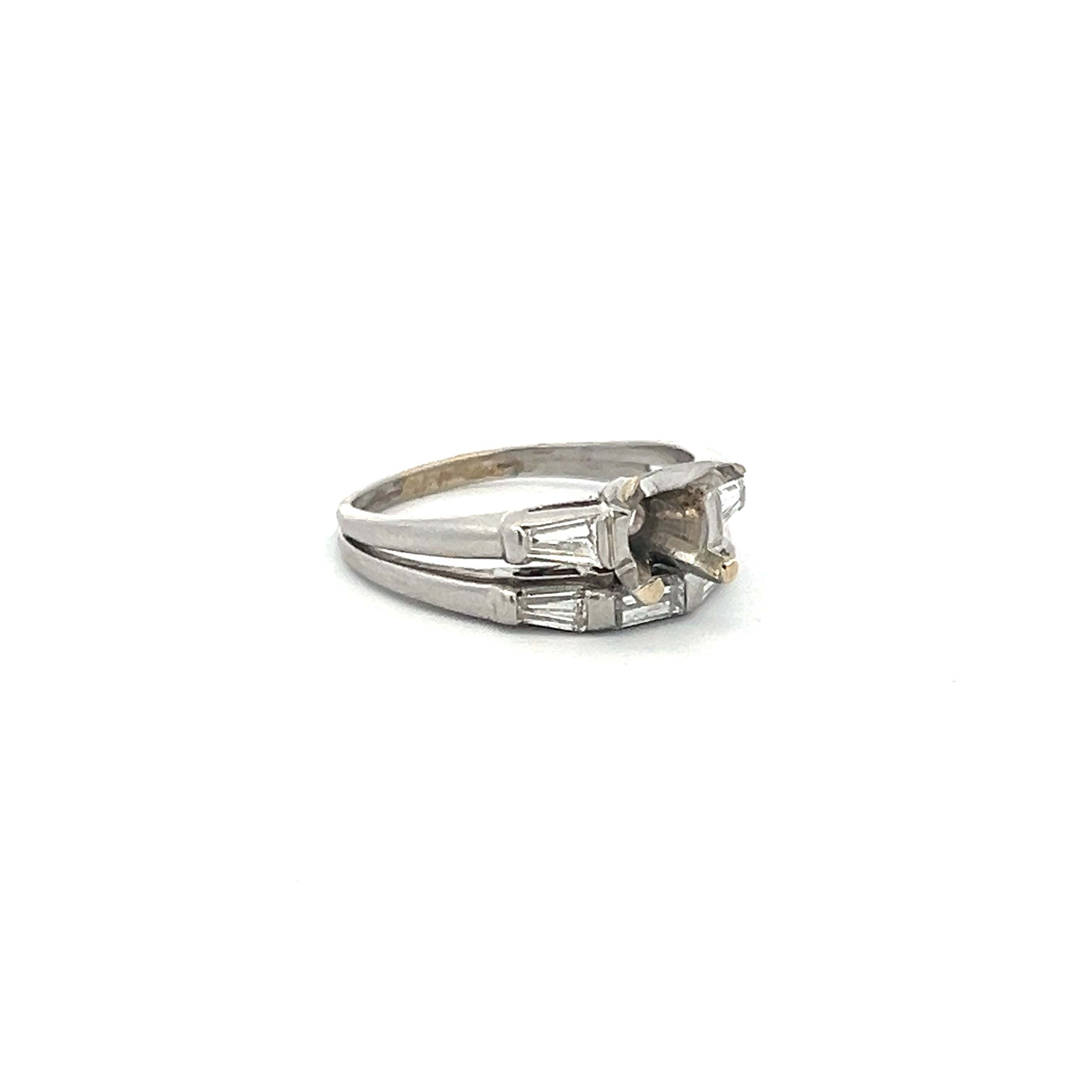 0.38 Carat Baguette Cut Diamond Platinum Semi Mount Ring for Engagement, Wedding, or Anniversary - Perfect for Bridal Jewelry and Special Occasions