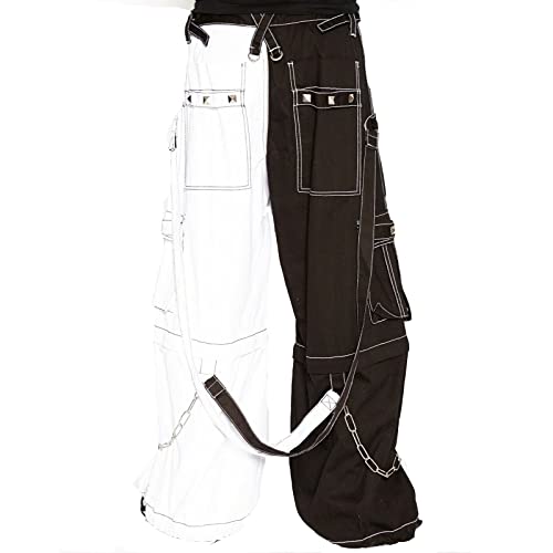 Prime Quality Gothic Bondage Men's Punk Rock White Emo Trouser Shorts - Alternative Fashion for Punk Concerts & Gothic Parties (Size 46)