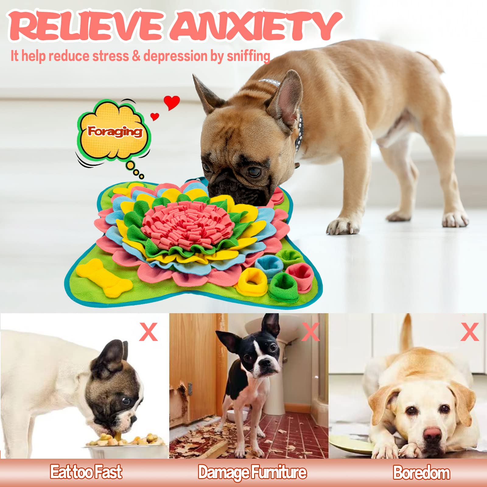 **Interactive Snuffle Mat for Dogs - Non-Slip, Durable Pet Feeding Mat for Small & Medium Breeds - Encourages Natural Foraging Skills - Portable Puzzle Toy for Treats (Pink) - Perfect for Indoor & Outdoor Play, Training & Mental Stimulation**
