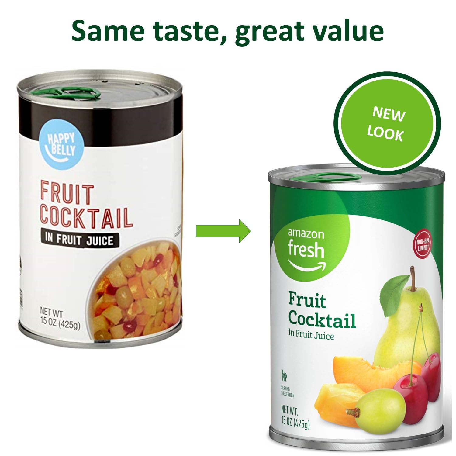 Amazon Fresh Fruit Cocktail in 100% Fruit Juice, 15 Ounce Can - Healthy Snack for Kids, Salads & Desserts | Pack of 1 (Packaging May Vary)