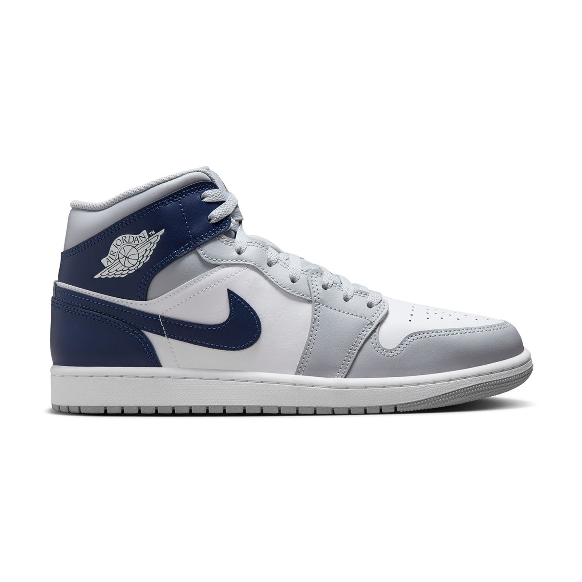 Air Jordan 1 Mid 'Wolf Grey Midnight Navy' Men's Basketball Shoes - Stylish Sneakers for Casual Wear, Street Fashion & Sports