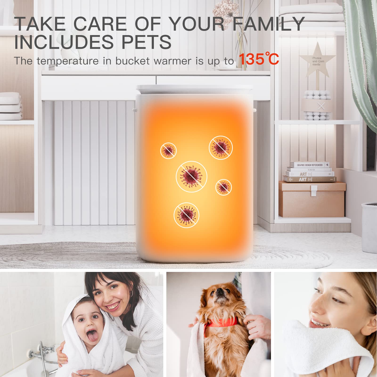 Premium 26L Large Towel Warmer Bucket with LED Display - Adjustable Heat Timer (20/40/60 Min), 24H Delay Function - Fits 2 Oversized Towels, PJs & Bathrobes - Perfect for Spa, Salon & Luxury Bathroom (Pure Gray, Model A17)