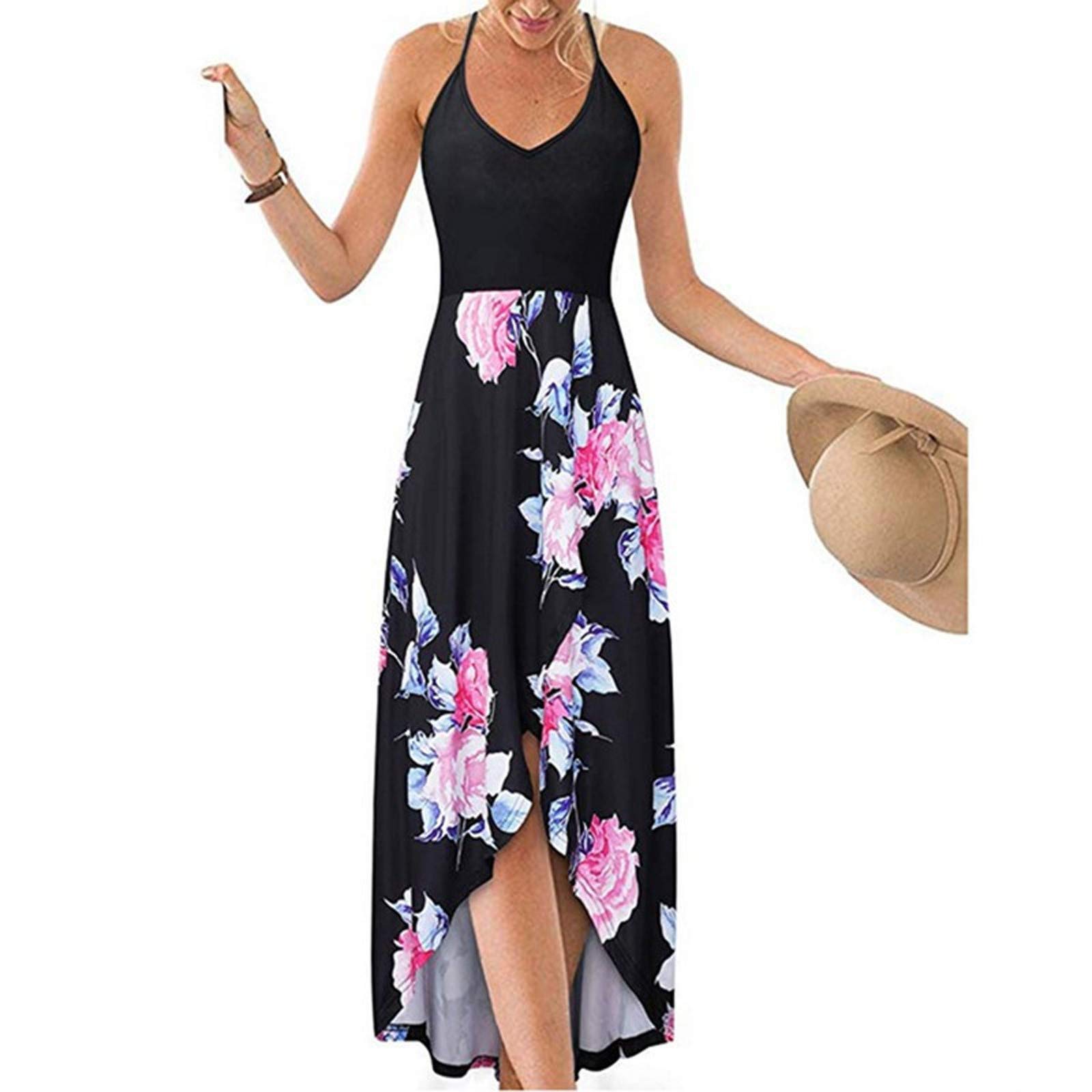 Women's Plus Size Summer Maxi Dress - Casual Boho Beach Sundress with V Neck & Ruffle Details | Perfect for Vacation, Outdoor Parties & Tropical Getaways