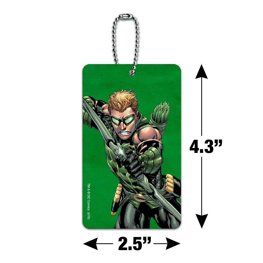 Justice League Green Arrow Character Luggage Tag - Durable Suitcase ID Tag for Travel, Carry-On & Checked Bags - Perfect for DC Comics Fans & Superhero Enthusiasts