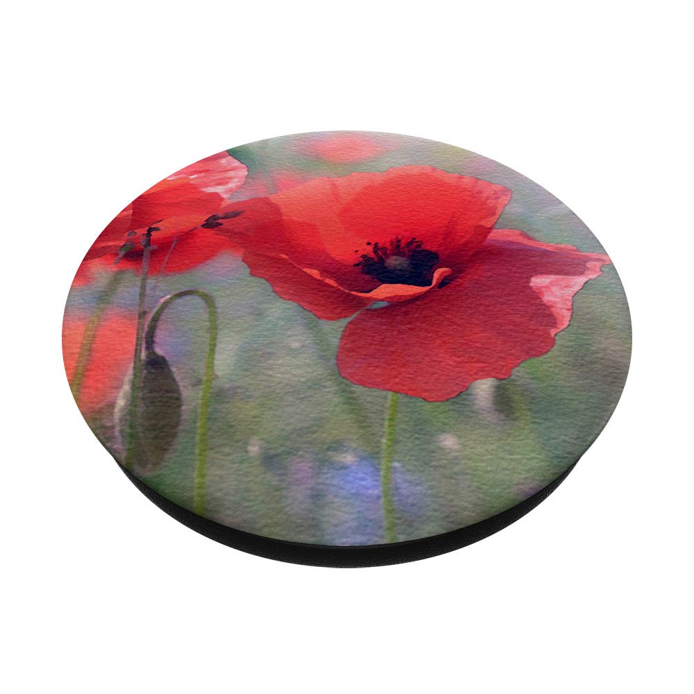 Watercolor Red Poppy Flower PopSocket Grip - Swappable Phone & Tablet Holder for Gardens, Outdoor Adventures & Daily Use
