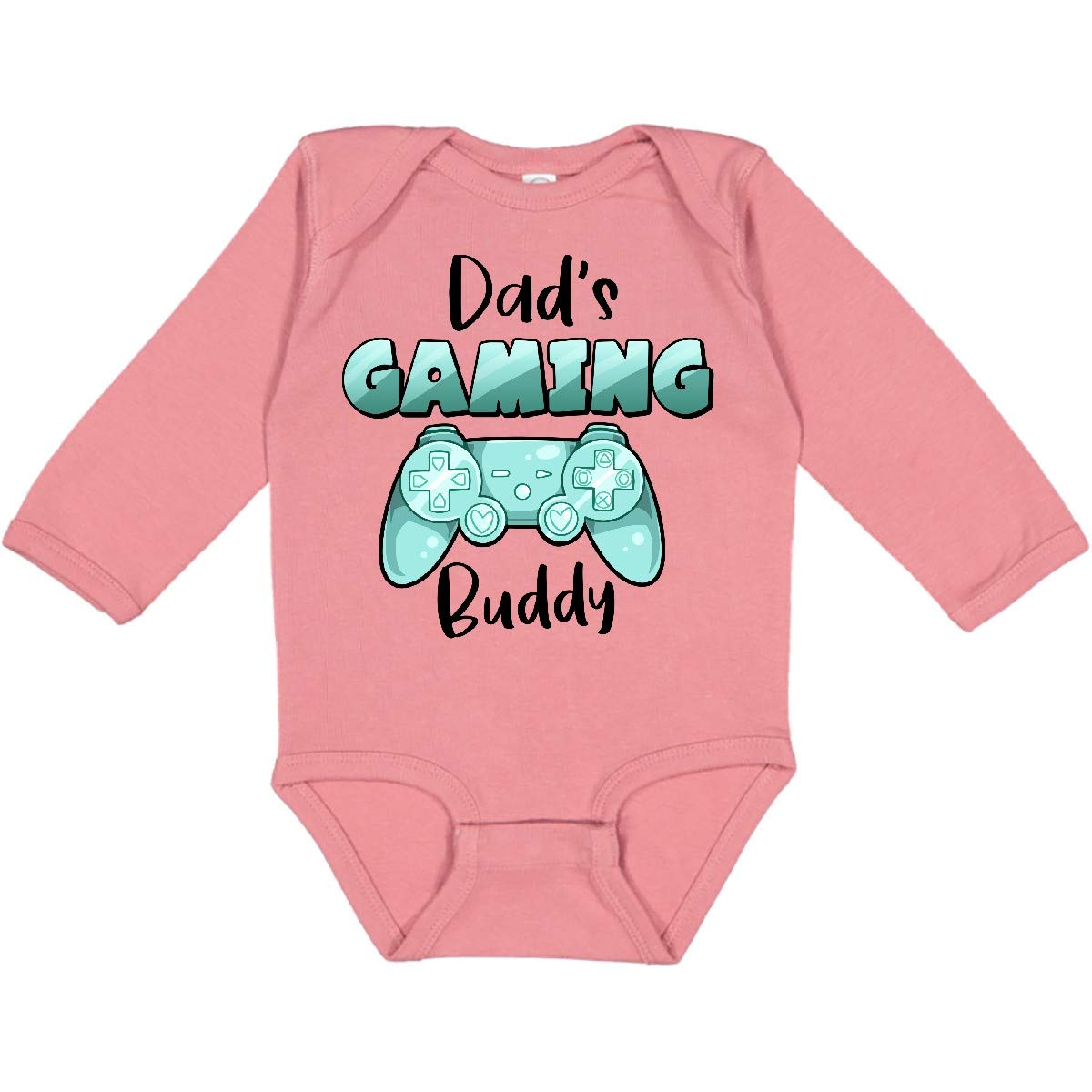 Inktastic Dad's Gaming Buddy - Aqua Controller Long Sleeve Baby Bodysuit | Cute Gamer Dad Outfit for Newborns & Infants | Perfect for Father's Day, Gaming Parties & Family Photos