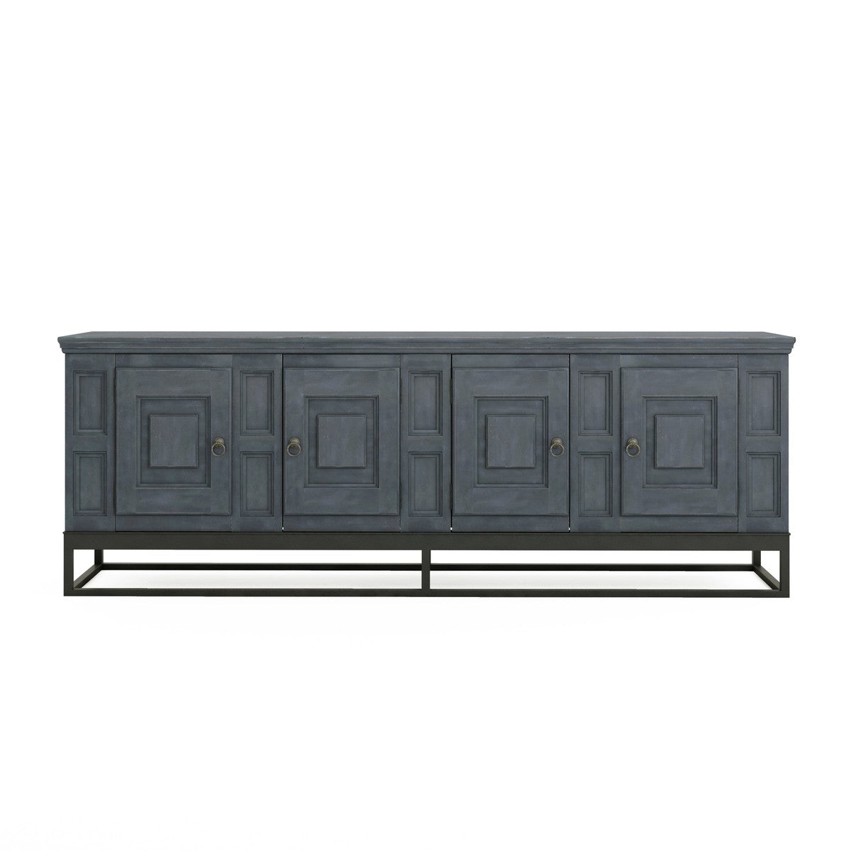 Modern Blue Alcove Entertainment Console - Stylish TV Stand with Storage for Living Room & Home Theater Setup