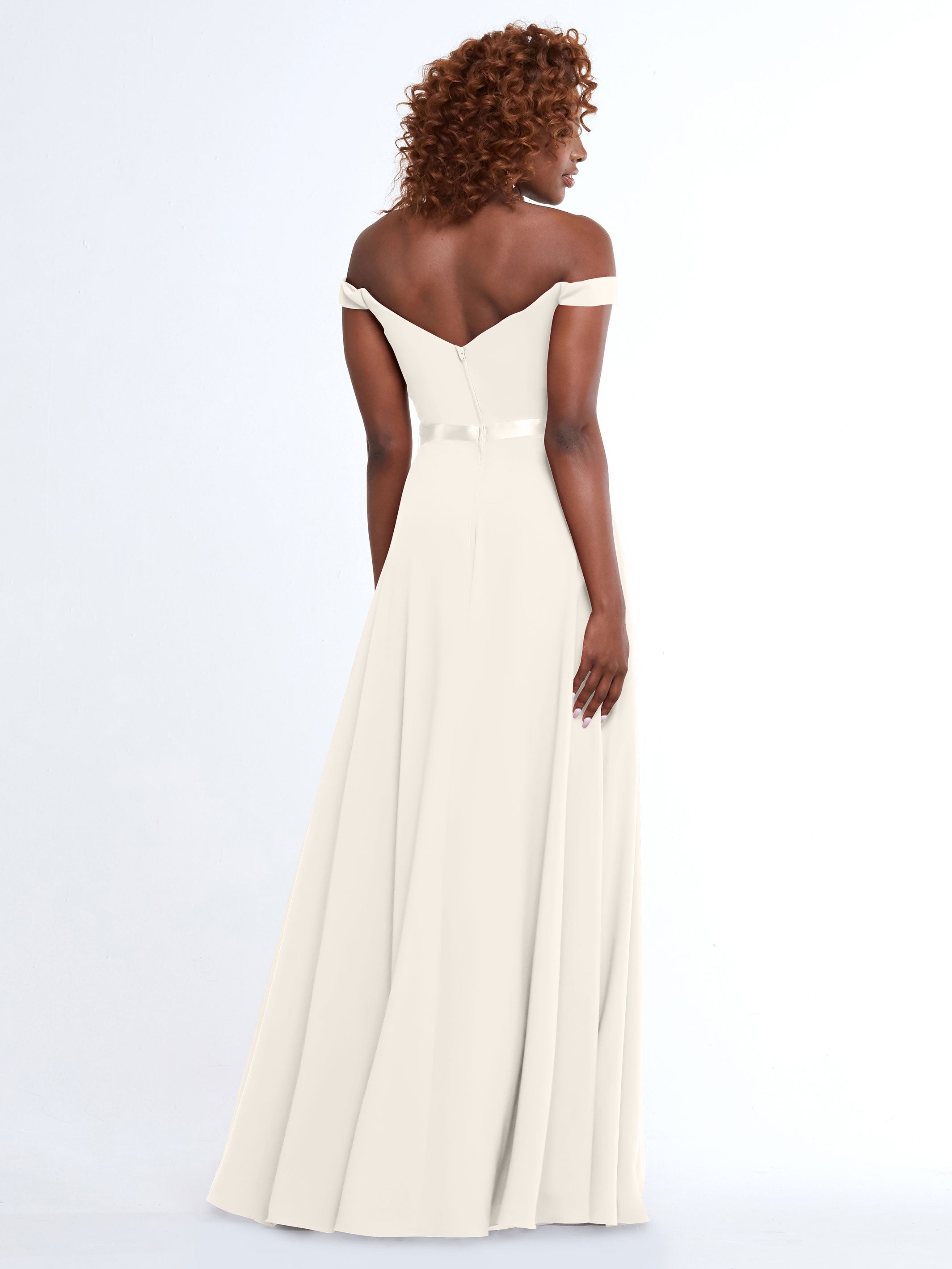 Elegant Off-the-Shoulder A-Line Chiffon Bridesmaid Dress with Sash - Size 80100 - Perfect for Weddings, Formal Events & Special Occasions