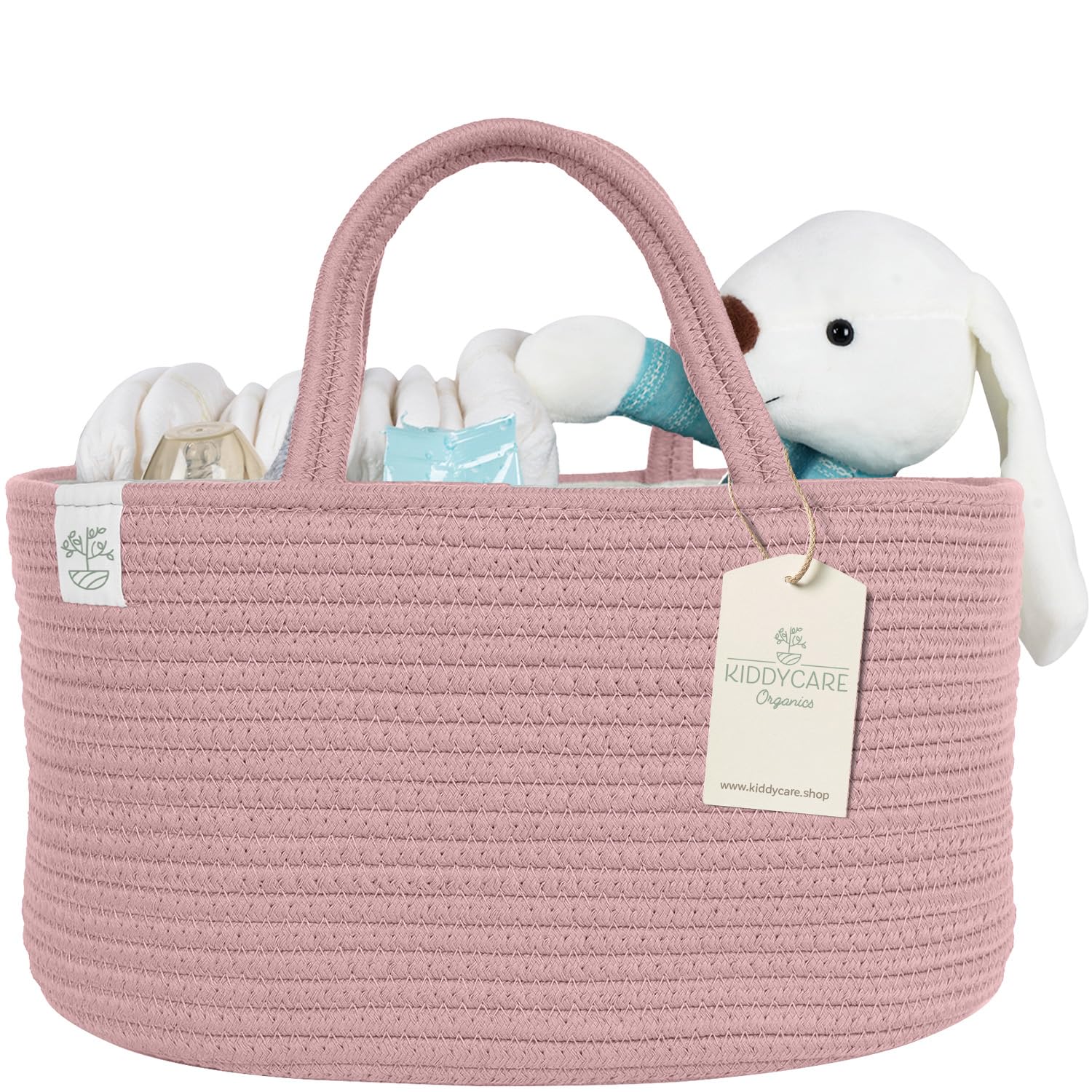 KiddyCare Extra Large Diaper Caddy Organizer with Handle & Lid - Floral Print Baby Nursery Storage Basket for Changing Table, Nursing Essentials & Newborn Supplies - Perfect for Nursery Organization & Baby Shower Gifts
