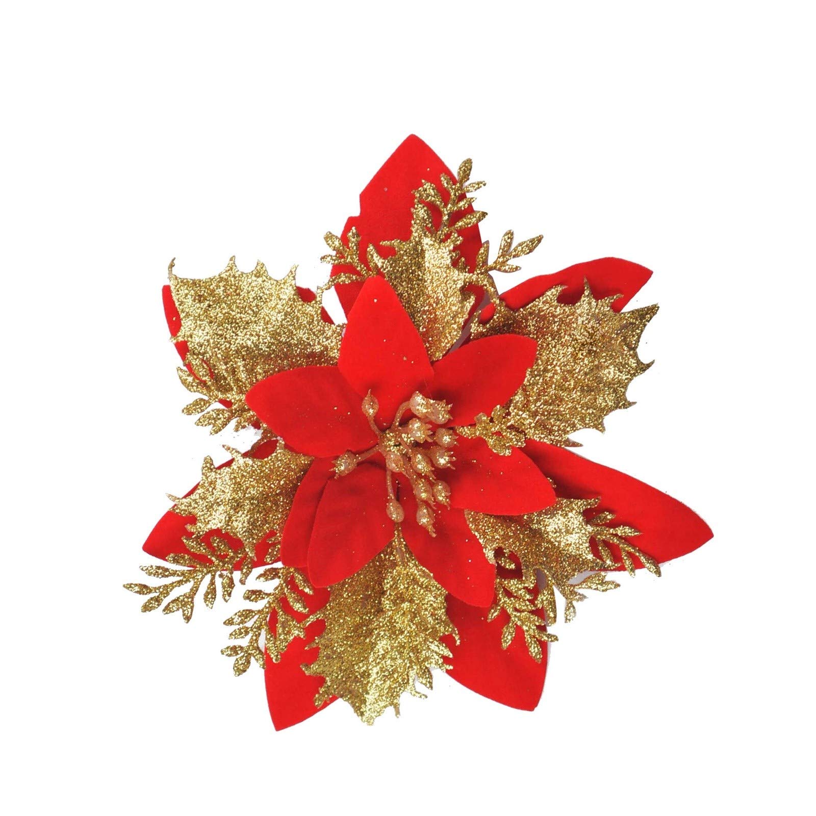 UOCUFY 12-Petal Artificial Christmas Tree with Red Flowers in Pot - Home Decor for Holiday, Living Room, Office, and Party Decoration (Red, One Size)