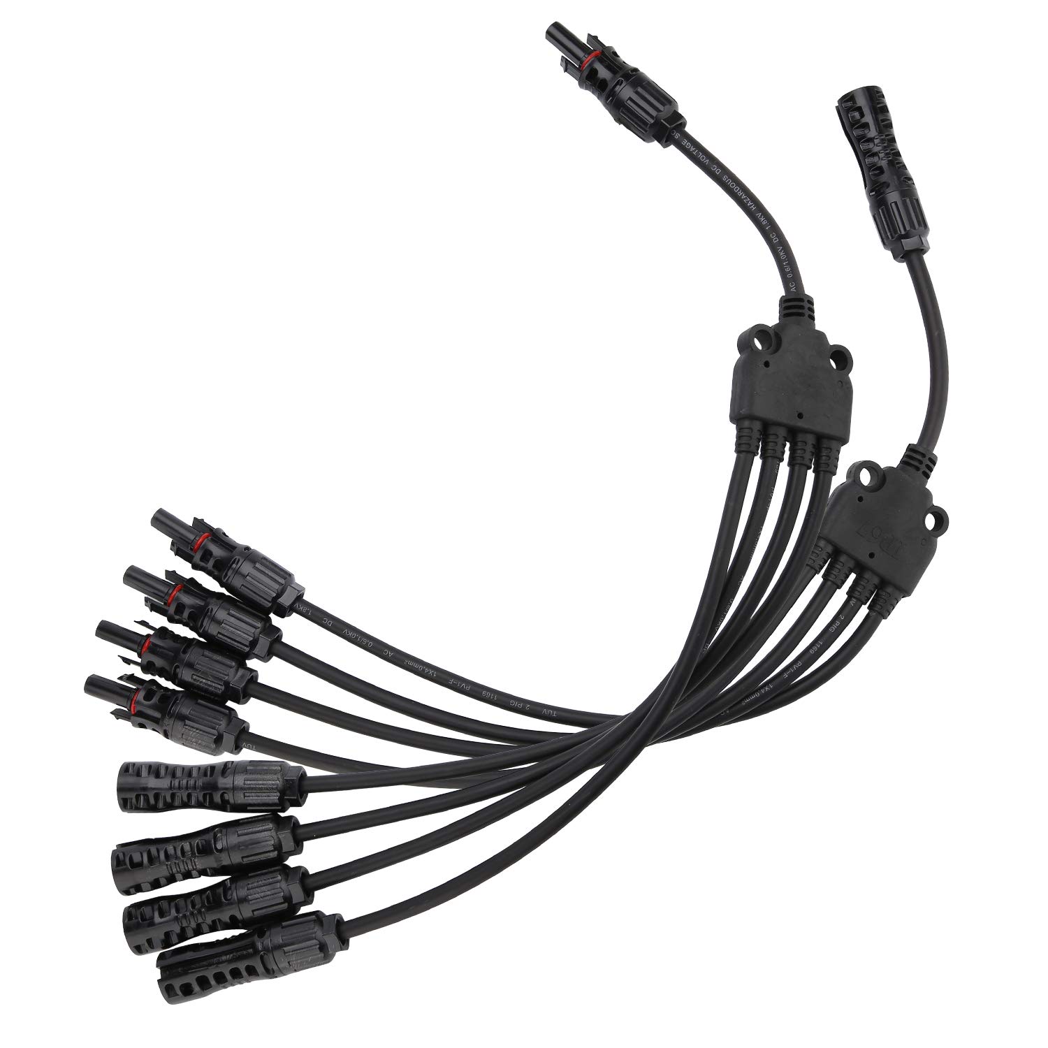Ansxiy Solar Y Branch Connectors 1 to 4 - Solar Panel Parallel Connector Kit with M/FFFF & F/MMMM Adapters | Perfect for RV, Off-Grid & Home Solar Systems