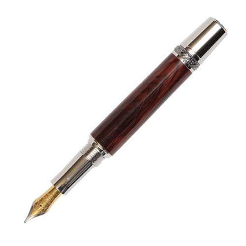 Lanier Majestic Fountain Pen - Black Titanium with Cocobolo Wood Barrel - Luxury Writing Instrument for Business, Calligraphy & Gift Giving