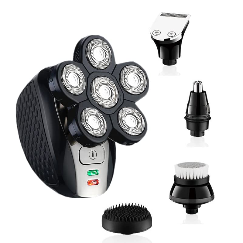 5-in-1 Electric Shaver for Bald Men - Rechargeable Wet/Dry Head Shaver, Beard Trimmer & Hair Clipper - Men's Grooming Kit for Smooth Shaving at Home or Travel