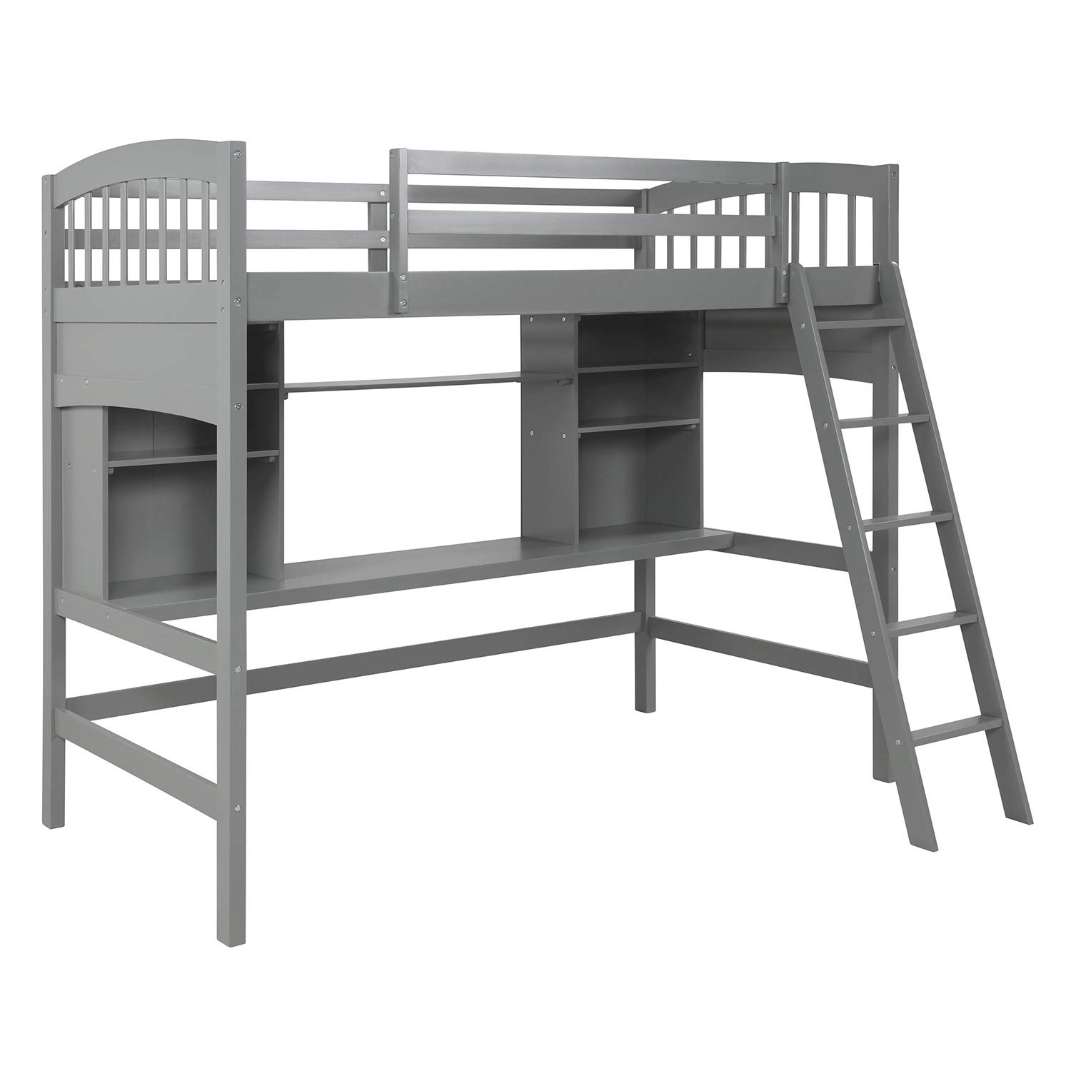 Space-Saving Loft Bed with Built-in Desk for Kids & Teens - Twin Size, Gray - Perfect for Small Bedrooms, Dorms & Studio Apartments