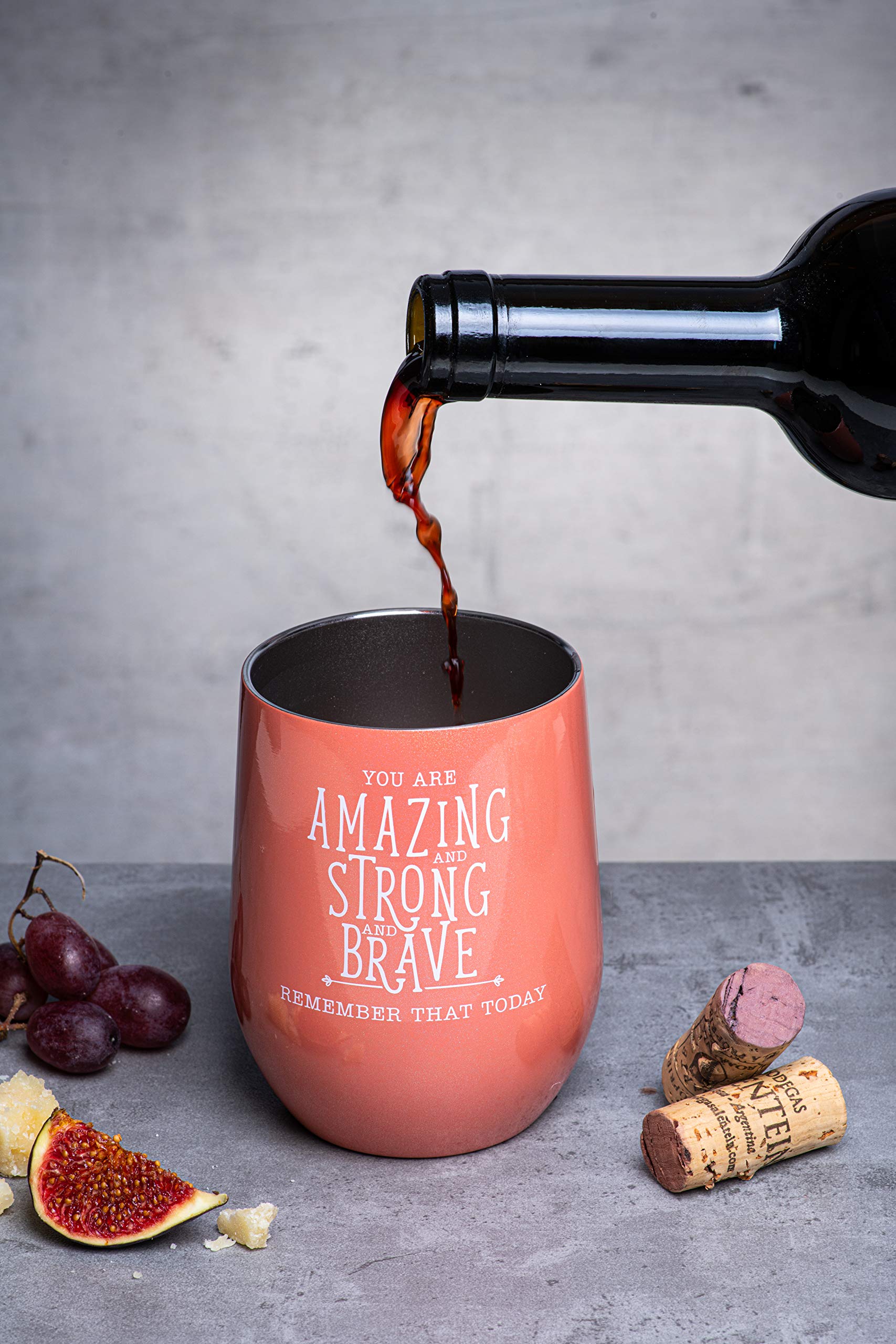 **DIVERSEBEE Insulated Wine Tumbler with Lid - Inspirational Thank You Gift for Women, Best Friend, Sister, Wife, Girlfriend, Coworker, Mom - Encouragement Birthday Wine Gift (Coral) - Perfect for Parties, Holidays & Everyday Use**