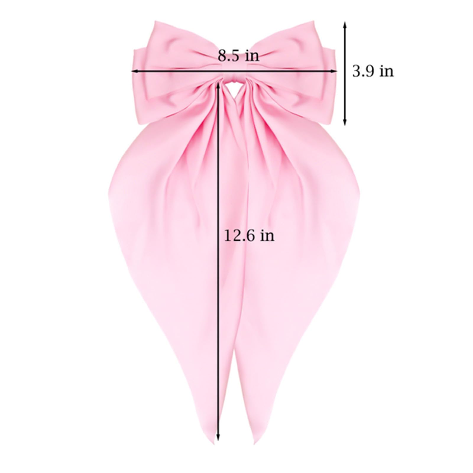 Pink Hair Bows for Women & Girls - 2PCS Satin Hair Clips with Long Tails | Perfect for Parties & Weddings