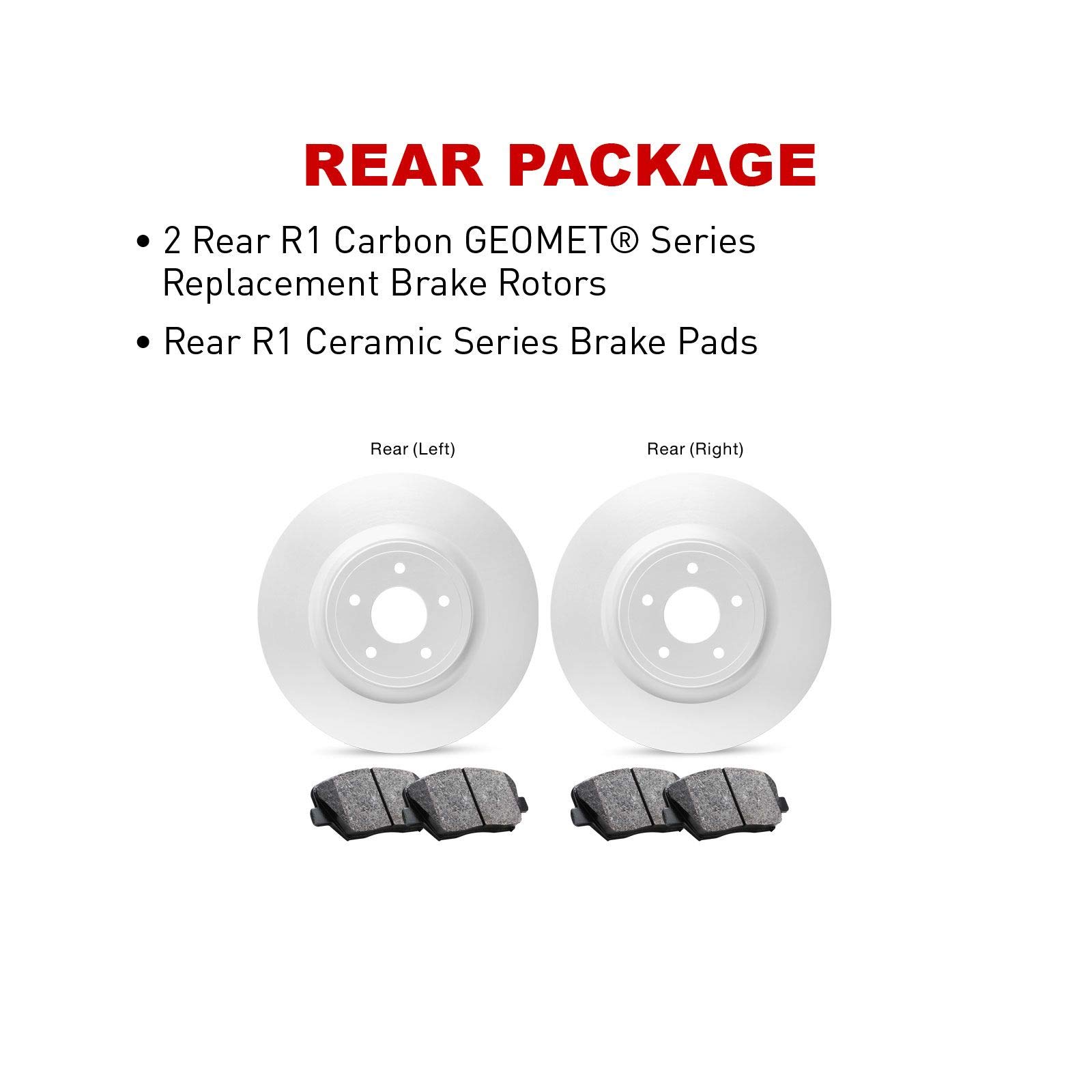 R1 Concepts Rear Brake Pads and Rotors Kit for 2004-2005 Audi Allroad Quattro | Ceramic Brake Pads & Drilled Slotted Rotors | High-Performance Braking System for Daily Commuting & Highway Driving