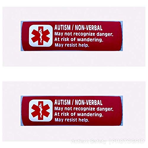 2 Pack Non-Verbal Autism Car Seat Harness & Backpack Strap Medical Alert Cover - Red Safety Restraint for Special Needs Children - Perfect for Travel, School, and Daily Outings