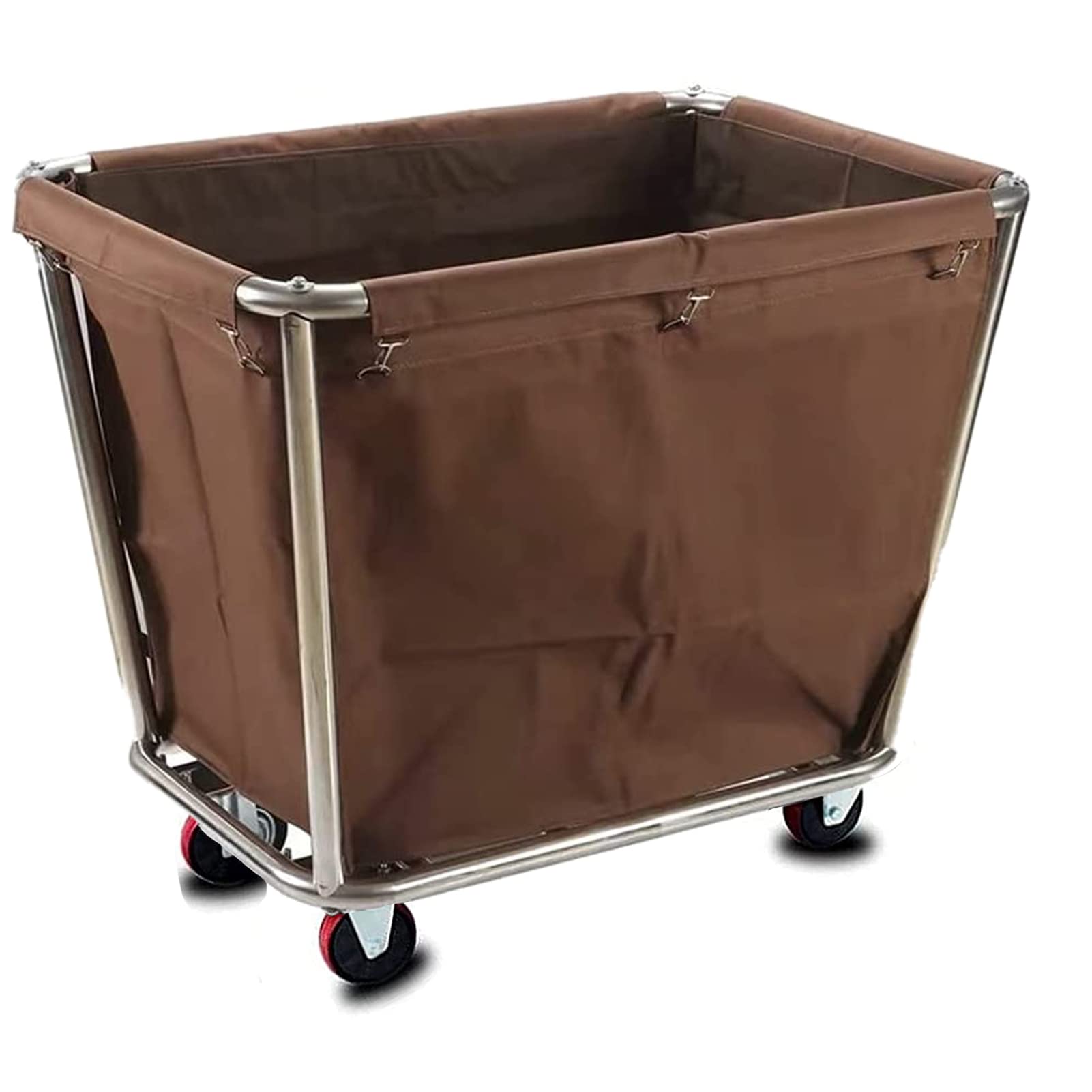 Commercial Heavy-Duty Laundry Hamper Cart with Wheels - Large Stainless Steel Rolling Storage Trolley with Removable Canvas Liners - Ideal for Industrial Laundry, Home Use, Hotels & Hospitals (4-Tier)