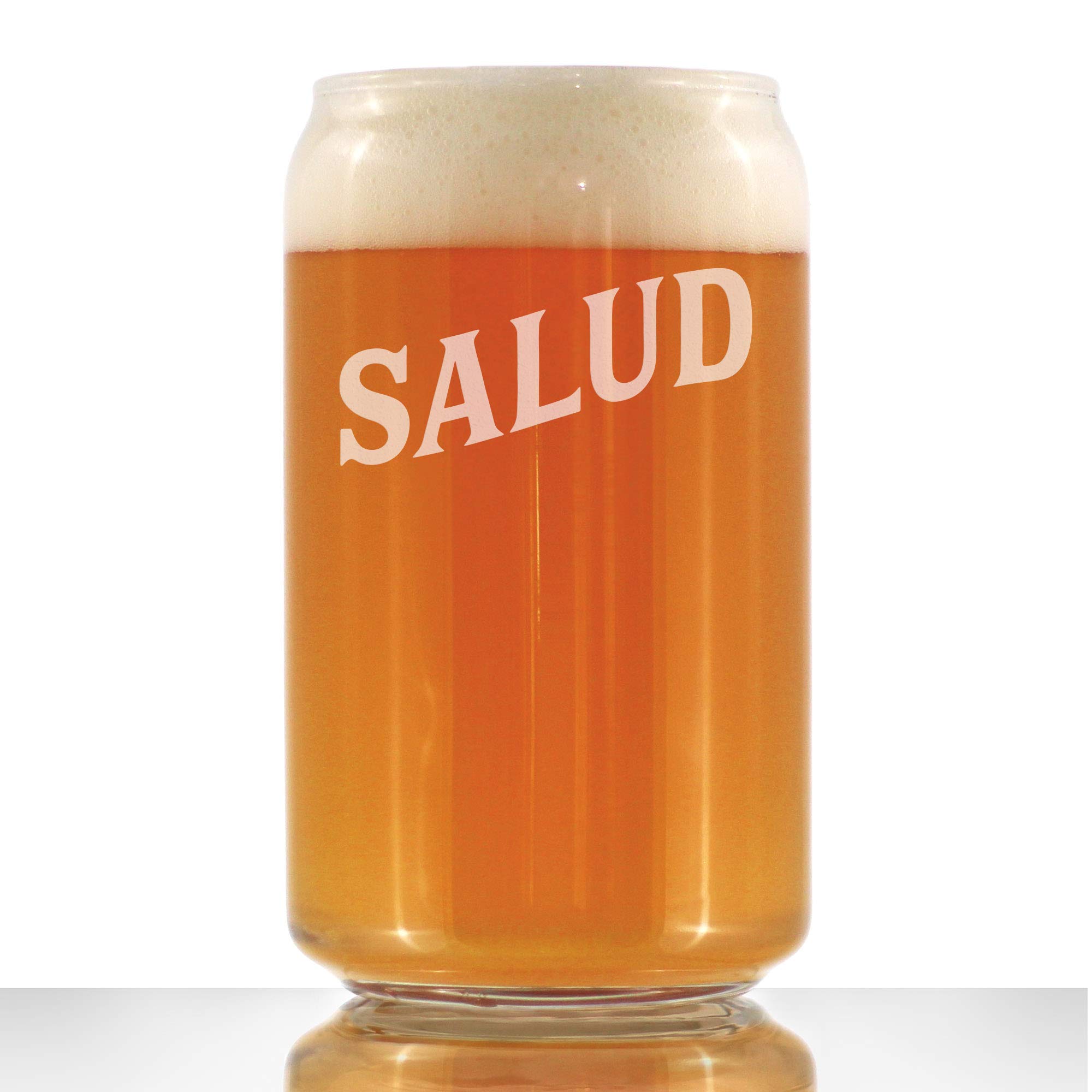 Salud Spanish Cheers Beer Can Pint Glass - 16oz Cute Spain & Mexico Themed Gift for Women - Perfect for Cinco de Mayo, Fiesta Parties & Home Bar Decor