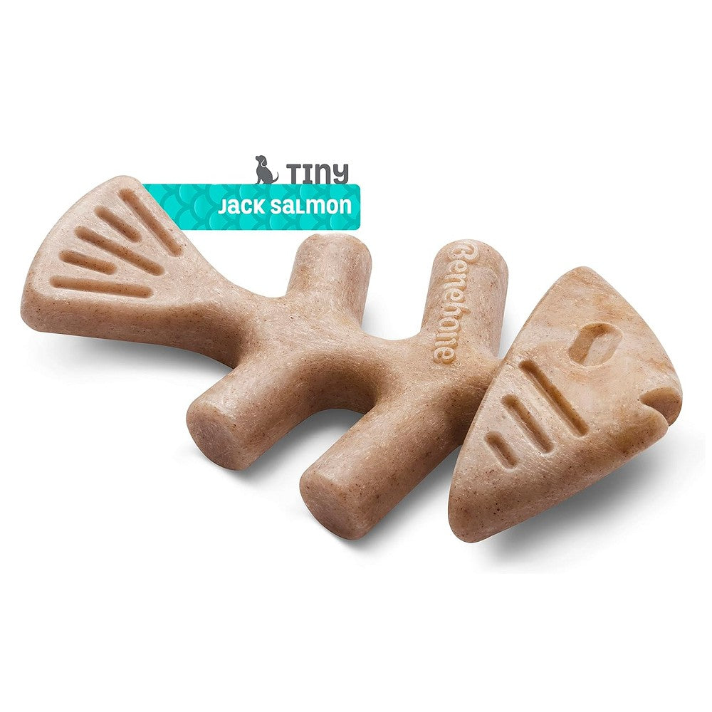 Premium Fishbone Salmon Chews Dog Treats - Natural Puppy Pack for Small & Large Breeds - Long-Lasting Dental Chew Toy for Teething, Training & Playtime
