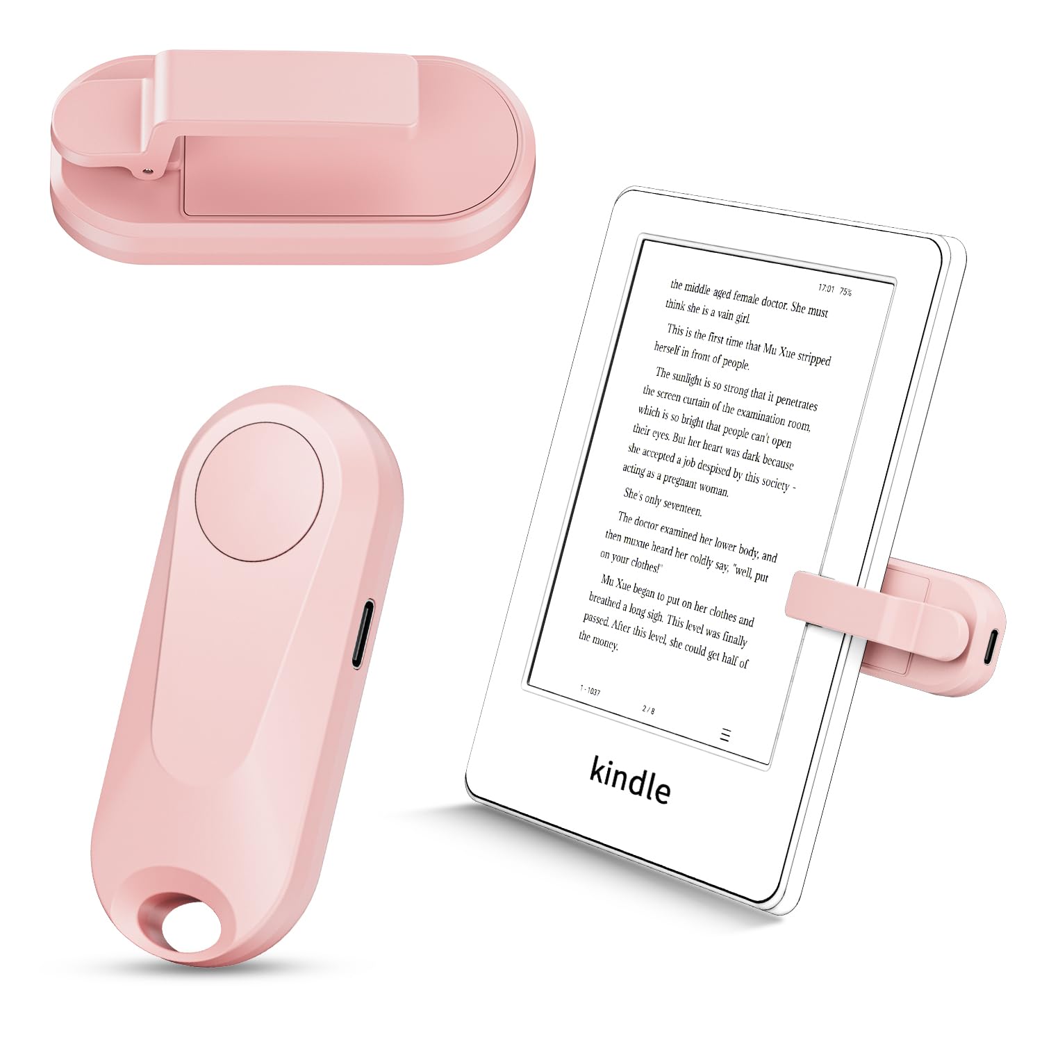 Wireless RF Remote Control Page Turner for Kindle Paperwhite/Oasis, Kobo eReaders - Compatible with iPad Tablets for Reading Novels & Comics - Camera Shutter Remote for Video Recording (Pink) - Perfect for Hands-Free Reading, Online Learning & Content Creation