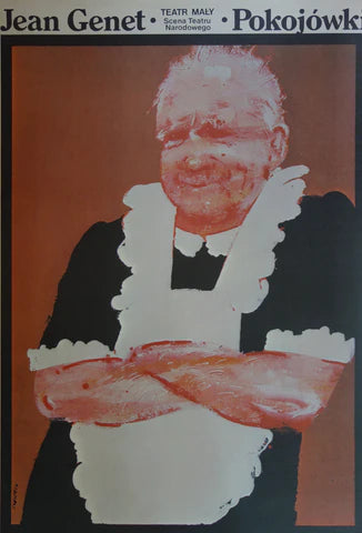 Vintage 1983 Polish Performance Poster of Jean Genet - French Playwright - Theater Art Collectible for Home Decor & Gift Ideas