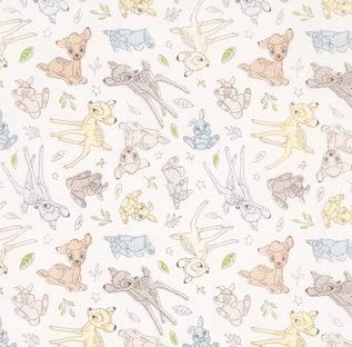 Bambi & Thumper Best Friends Cotton Fabric - 1/2 Yard x 44