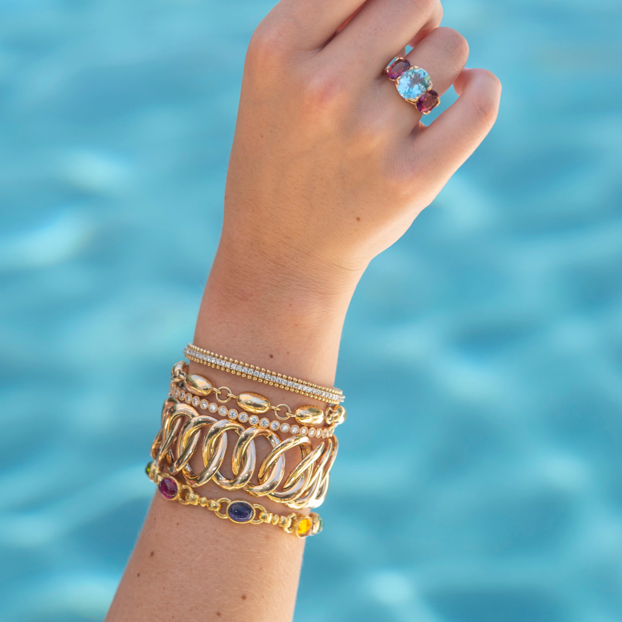 18K Yellow Gold Diamond Beaded Edge Flexible Cuff Bangle Bracelet for Women - Perfect for Weddings, Parties & Special Occasions
