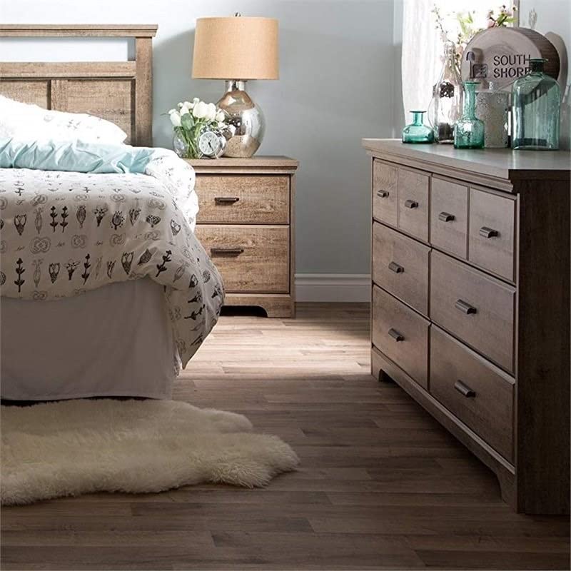 Modern 3-Piece Bedroom Furniture Set - 8-Drawer Dresser & Nightstand with Drawers - Distressed Grey Oak Finish - Perfect for Small Spaces & Guest Rooms