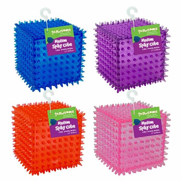 Gnawsome Spiky Squeaker Cube Dog Toy - Durable Chew Toy for Aggressive Chewers, Interactive Puppy Teething Toy for Small & Large Dogs - Perfect for Indoor Play, Outdoor Fetch & Training Sessions
