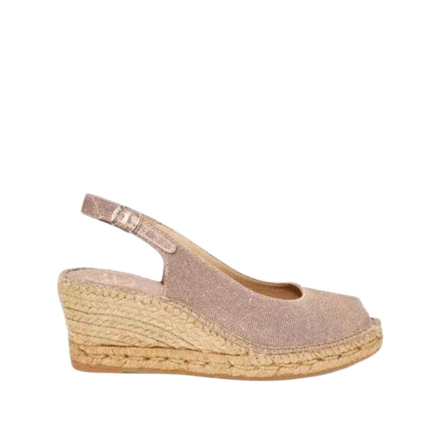 Women's Metallic Cushioned Cotton Wedge Espadrille Shoes - Comfortable Summer Sandals for Beach, Vacation & Casual Outings