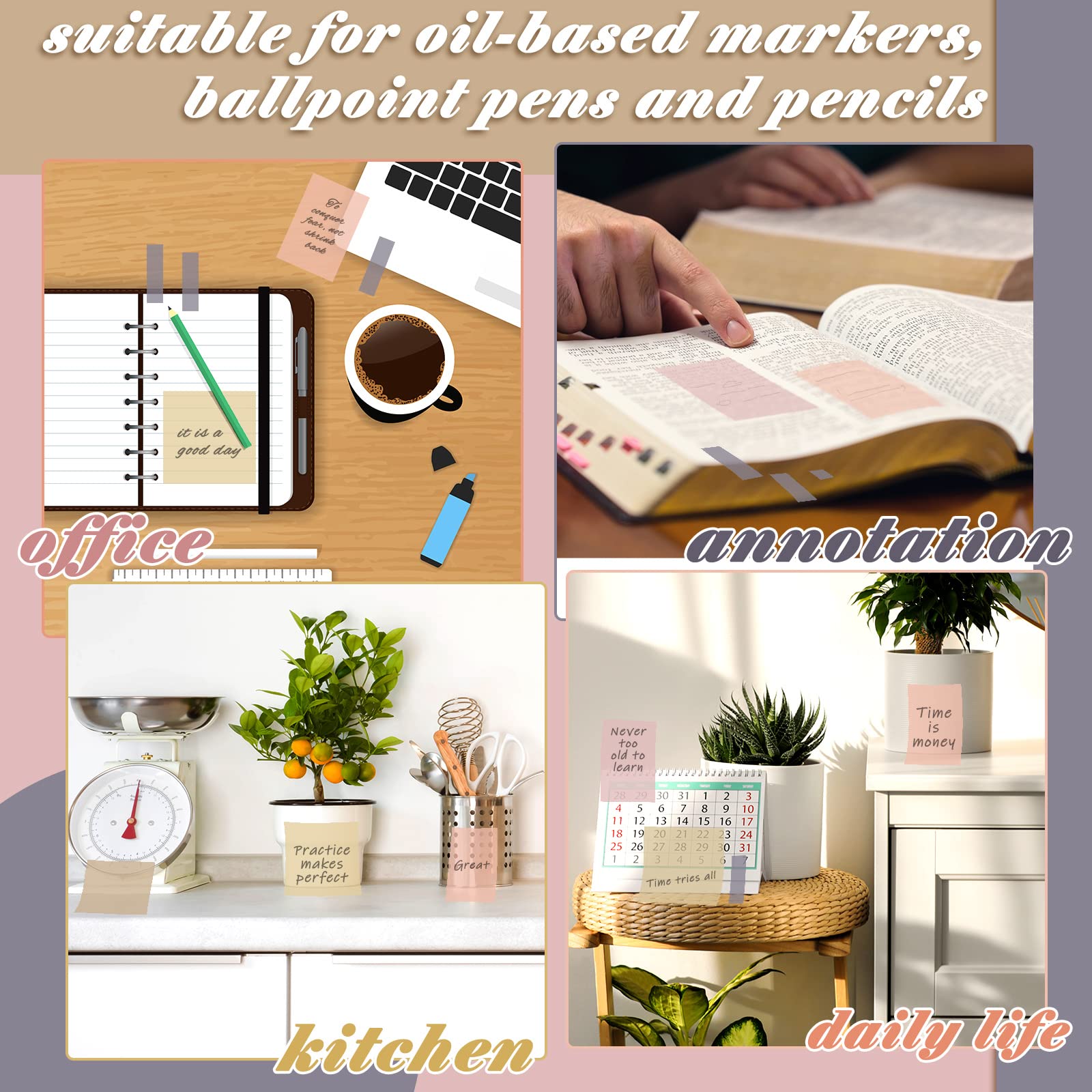 900 Pcs Bible Sticky Notes - Transparent Study & Journaling Supplies for Bible Study, Office & Book Annotation