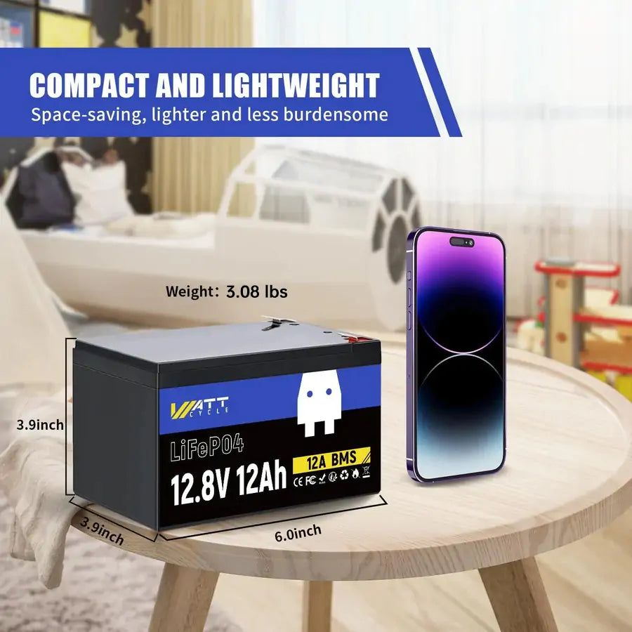 Like New 12V 12Ah LiFePO4 Rechargeable Lithium Iron Phosphate Battery - Perfect for Solar Power Systems, Electric Scooters, and Marine Applications
