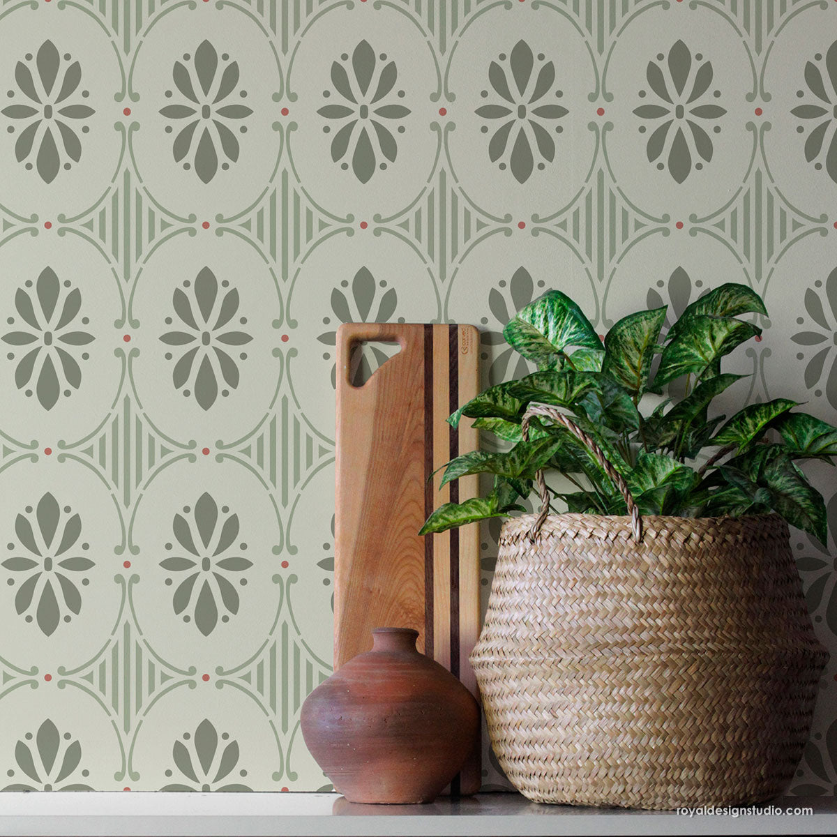 Swedish Floral Allover Stencil - Reusable DIY Painting Template for Walls, Furniture, Fabric - Perfect for Home Decor, Craft Projects, and Scrapbooking