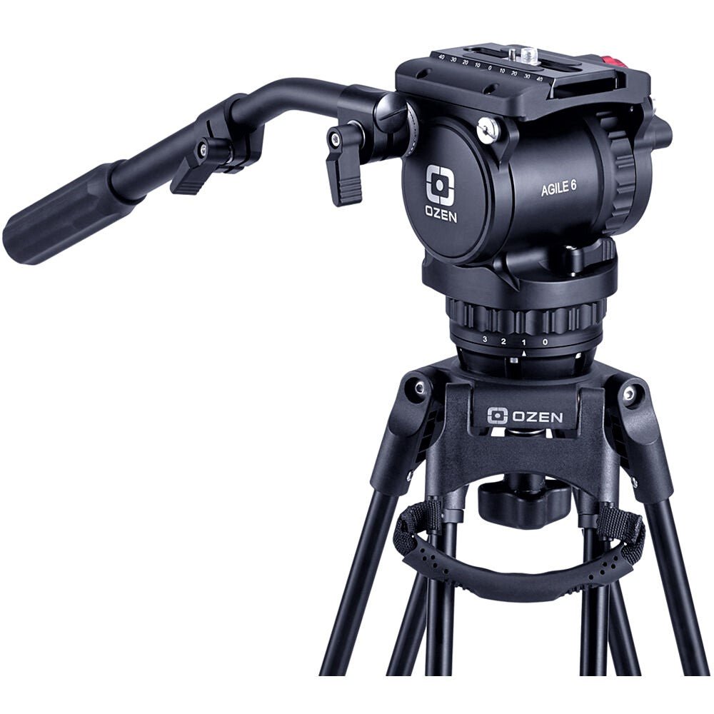 OZEN 6CF2HDS 75mm AGILE 6S S LOC Professional Tripod System - Lightweight Aluminum Tripod for DSLR Cameras, Video Shooting & Outdoor Photography