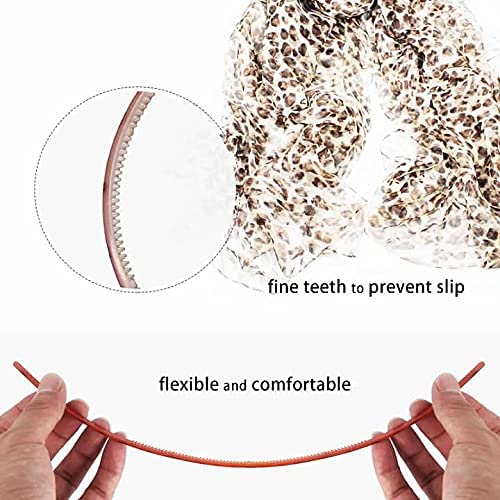 12 Pack Plastic Plain Headbands with Comb Teeth - 5mm Leopard Print Skinny Elastic Hair Bands for Women & Girls (Leopard Print in White, Brown, Orange, Gold, Corn, Magenta) | Perfect for School, Work, Sports & Everyday Styling
