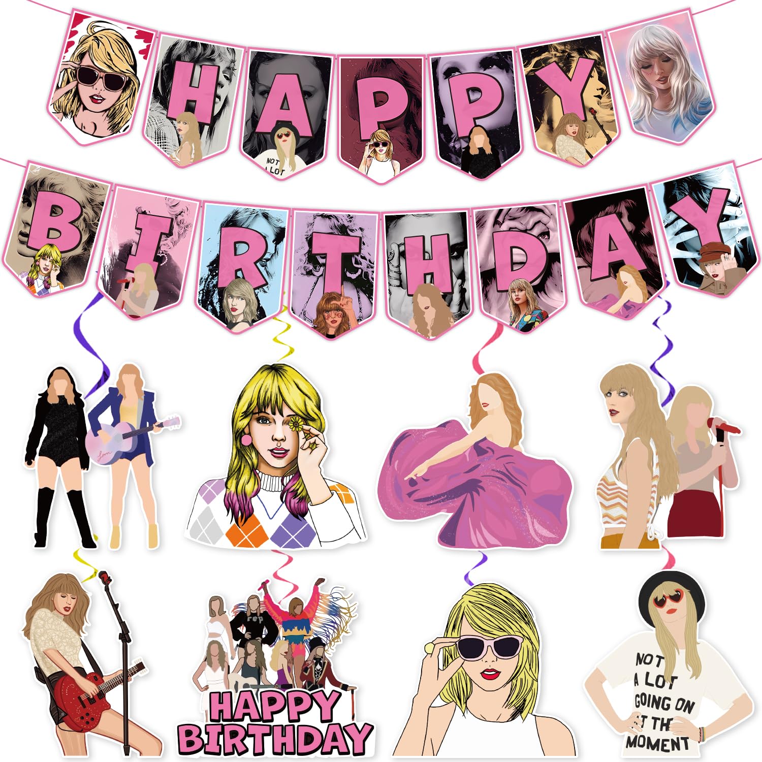 Vibrant Party Decorations Banner & Hanging Swirls - Premium Birthday Party Supplies with Foil Ceiling Decorations | Perfect for Birthday Parties, Baby Showers & Anniversary Celebrations