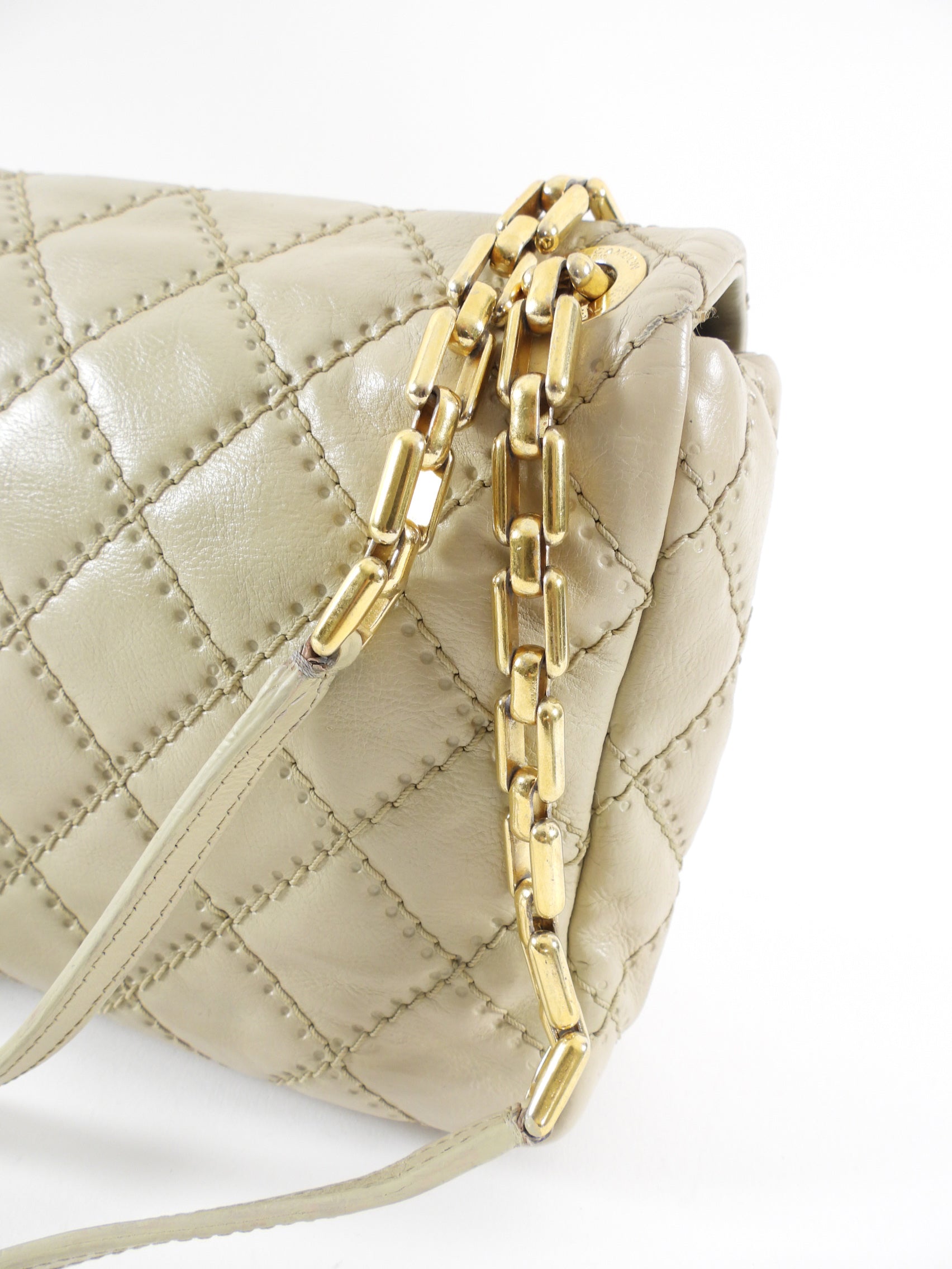 Chanel Greige Leather Ultimate Stitch Flap Bag - Luxury Designer Handbag for Women | Perfect for Evening Events, Parties & Special Occasions
